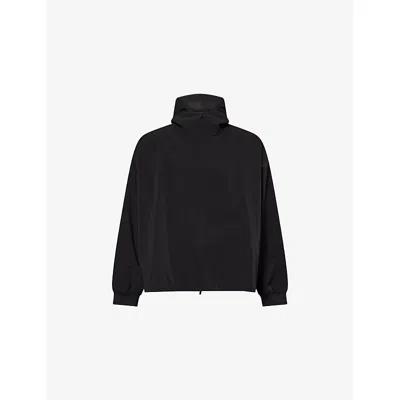 Essentials Mens Logo-print Hooded Soft-shell Anorak Vintage Black