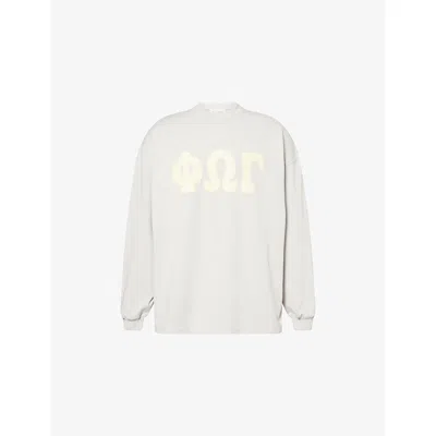 Essentials Mens Merch Long-sleeve Cotton T-shirt Washed Overcast