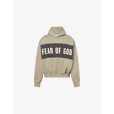 Essentials Mens Panelled Crop Cotton-jersey Hoody Seal Heather/ Iron Grey Xs
