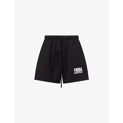Essentials Mens Fear Of God  Fog X  X Nba Relaxed-fit Brand-print Cotton-blend Shorts In Black
