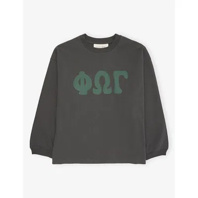 Essentials Kids' Merch Long-sleeve Cotton-jersey T-shirt 2-14 In Iron Grey