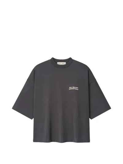 Essentials Merch Tee Logo-print Drop-shoulder T-shirt In Gray