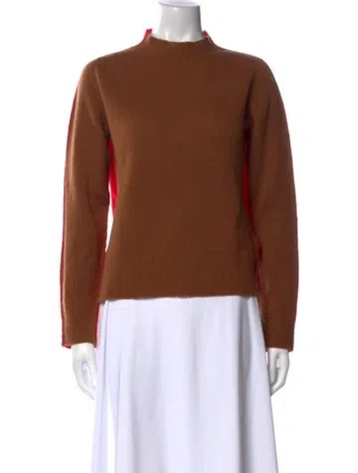 Pre-owned Essentials Merino Wool Mock Neck Sweater In Brown