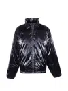 Essentials Metallic-effect Funnel Jacket In Black