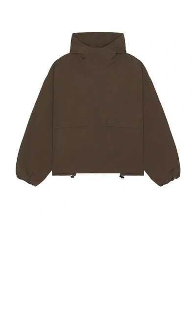 Essentials Military Nylon Hooded Anorak In Brown