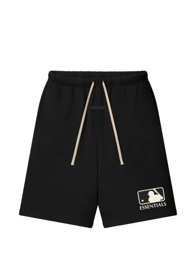 Essentials Mlb Logo-print Shorts In Black