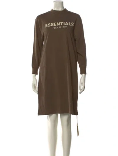 Pre-owned Essentials Mock Neck Knee-length Dress In Green