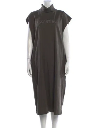 Pre-owned Essentials Mock Neck Long Dress In Gray