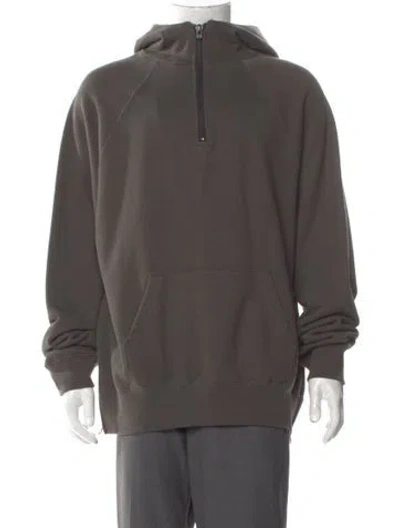 Pre-owned Essentials Mock Neck Long Sleeve Hoodie In Gray