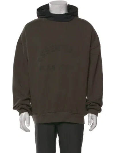Pre-owned Essentials Mock Neck Long Sleeve Hoodie In Green