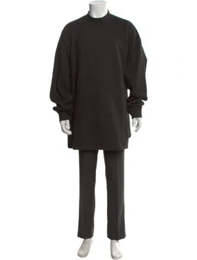 Pre-owned Essentials Mock Neck Long Sleeve Pullover In Grey
