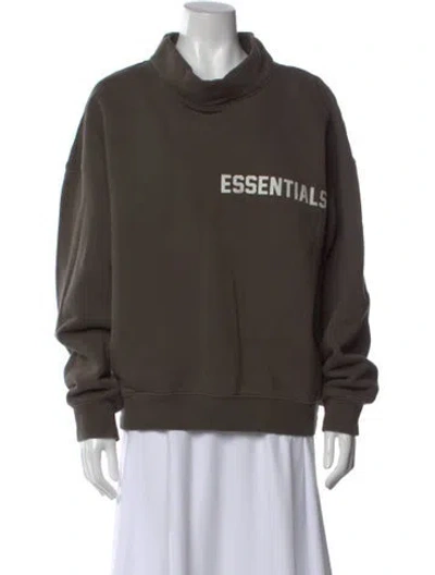 Pre-owned Essentials Mock Neck Long Sleeve Sweatshirt In Brown