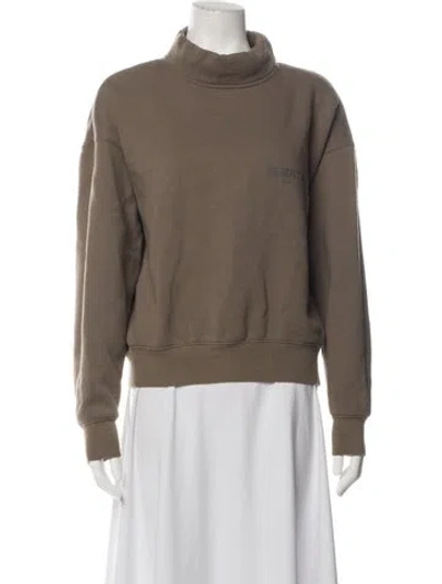 Pre-owned Essentials Mock Neck Long Sleeve Sweatshirt In Brown