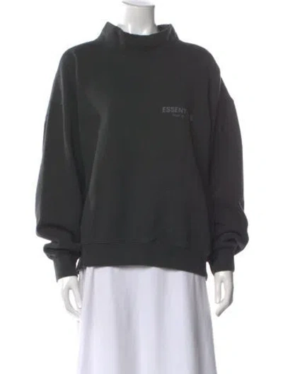 Pre-owned Essentials Mock Neck Long Sleeve Sweatshirt In Gray