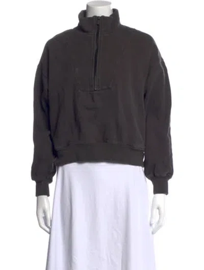 Pre-owned Essentials Mock Neck Long Sleeve Sweatshirt In Grey
