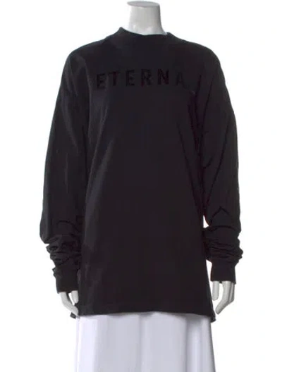 Pre-owned Essentials Mock Neck Long Sleeve Top In Black