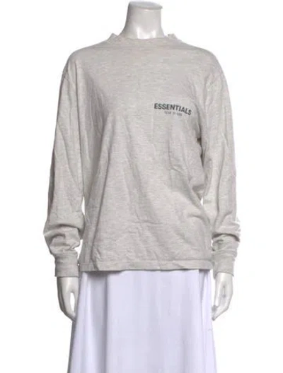 Pre-owned Essentials Mock Neck Long Sleeve Top In Grey