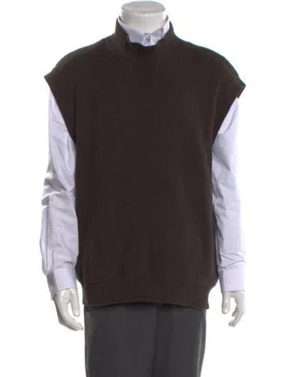 Pre-owned Essentials Mock Neck Short Sleeve Sweater Vest In Brown
