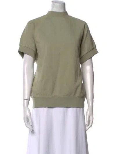 Pre-owned Essentials Mock Neck Short Sleeve Sweatshirt In Green