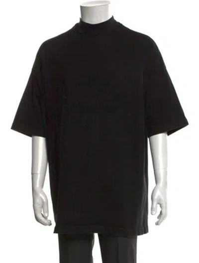 Pre-owned Essentials Mock Neck Short Sleeve T-shirt In Black