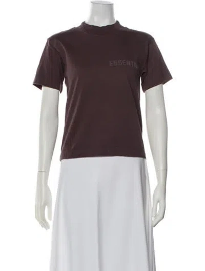 Pre-owned Essentials Mock Neck Short Sleeve T-shirt In Brown
