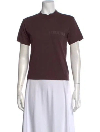 Pre-owned Essentials Mock Neck Short Sleeve T-shirt In Burgundy