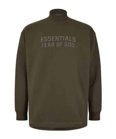 Essentials Mock-neck Long-sleeve Sweatshirt In Green