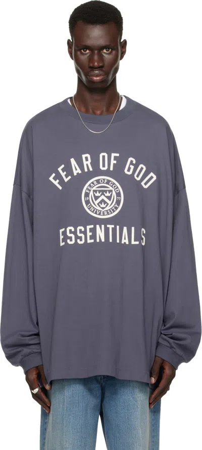 Essentials Navy Jersey Long Sleeve T-shirt In Marine