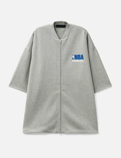 Essentials Nba Zip Up Jacket In Gray