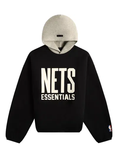 Essentials Nets Logo Hoodie In Black