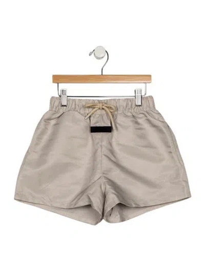 Pre-owned Essentials Kids' Neutral Casual Shorts With Elastic Waist And Drawstring In Neutrals