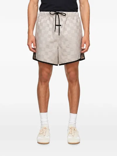 Essentials Nylon Checkered Gym Short In Neutral