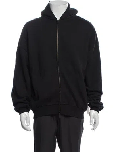 Pre-owned Essentials Open Front Long Sleeve Hoodie In Black
