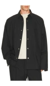 Essentials Logo-embroidered Press-stud Overshirt In Black