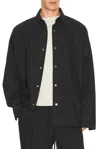 Essentials Logo-embroidered Press-stud Overshirt In Black