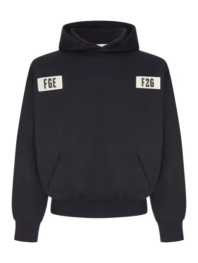Essentials Oversized Hoodie With Front Patches In Black