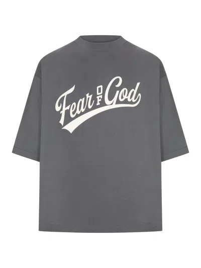 Essentials Oversized T-shirt With Front Logo Print In Gray