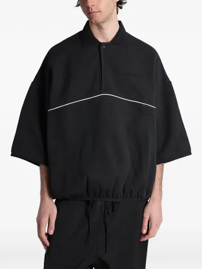 Essentials Piped Oversized Polo Shirt In Black