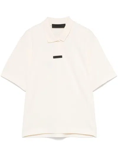 Essentials Piqué Cropped Polo Top In White