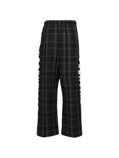 Essentials Plaid Flannel Trousers In Black