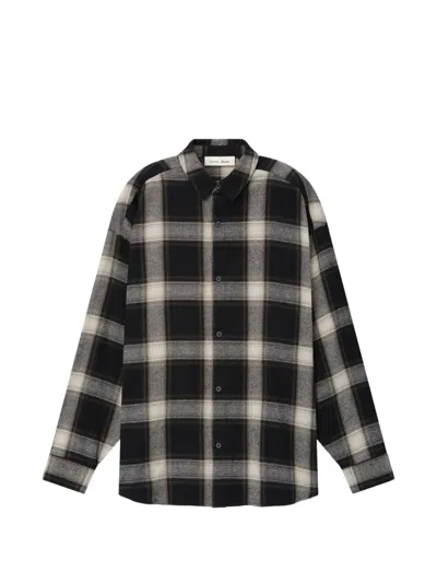 ESSENTIALS PLAID-PATTERN LOGO-PRINT SHIRT