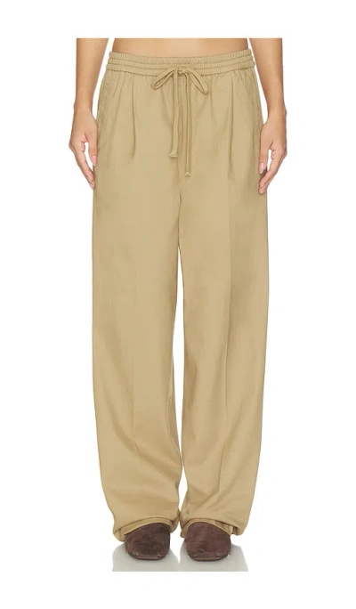 Essentials Pleat Front Drawstring Pant In Brown