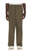 Essentials Pleat Front Drawstring Pant In Green