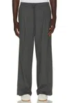 Essentials Pleat Front Drawstring Pant In Gray