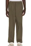 Essentials Pleat Front Drawstring Pant In Green