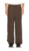 Essentials Brown Pleat Front Trousers In Brown