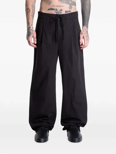 Essentials Pleat-front Drawstring Trousers In Black