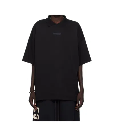 Essentials Polo Shirt With Logo Patch In Black