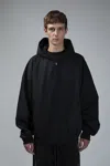 Essentials Poly Cotton Twill Hoodie – Jet Black In Black