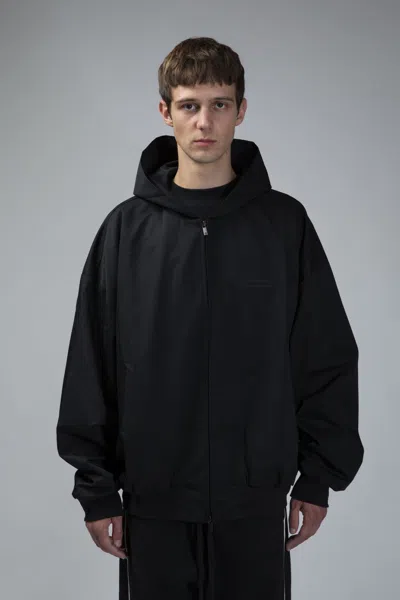 Essentials Poly Cotton Twill Hoodie – Jet Black